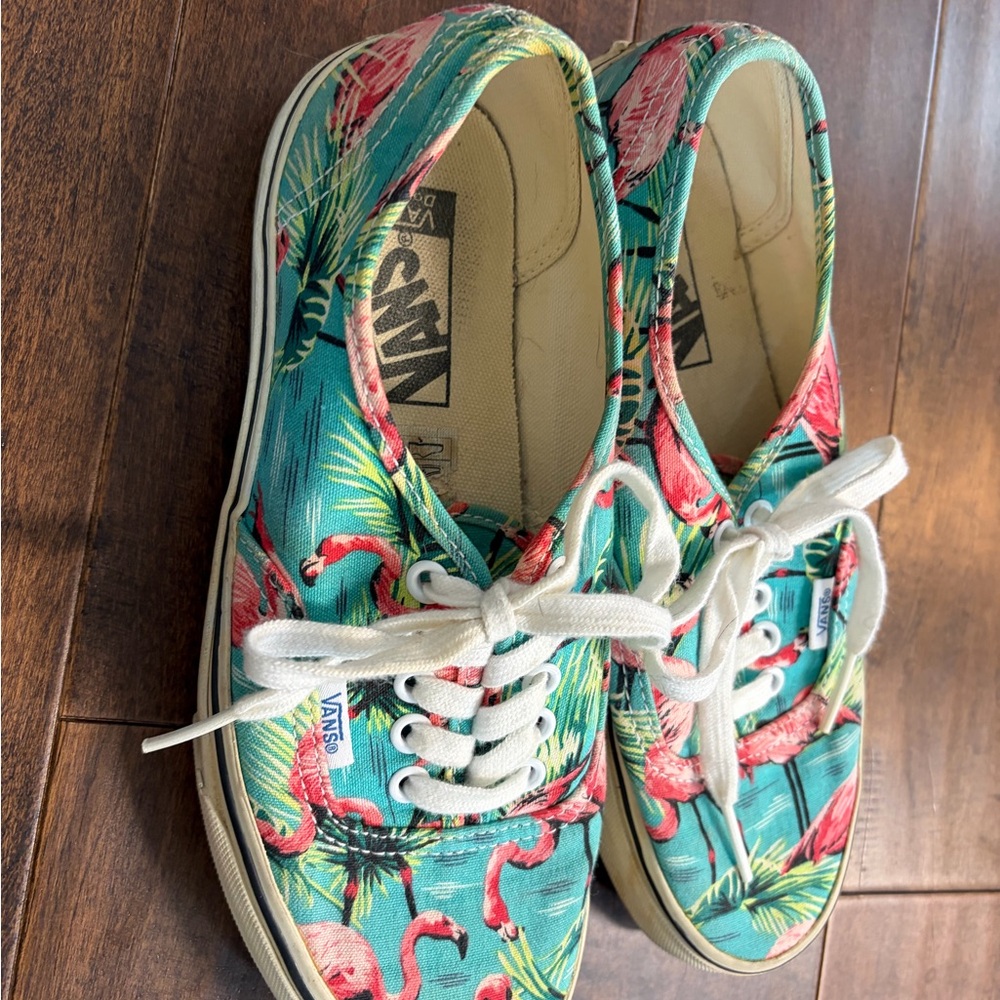 Vans Old Skool Flamingo Print Sneakers Authentic Van Doren Tropical Canvas Shoes - Picture 6 of 9